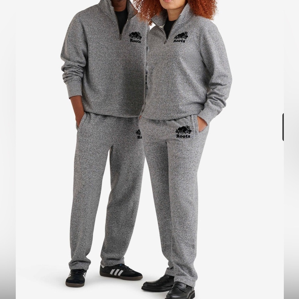 Roots Heather Gray Zip-Up Sweater and Pants Size M